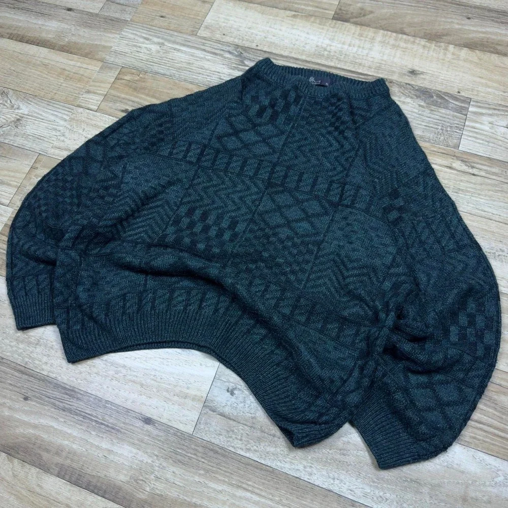 Vintage 90s BHs 3D Knit Sweater Textured Gorpcore Streetwear Green XL (D1)